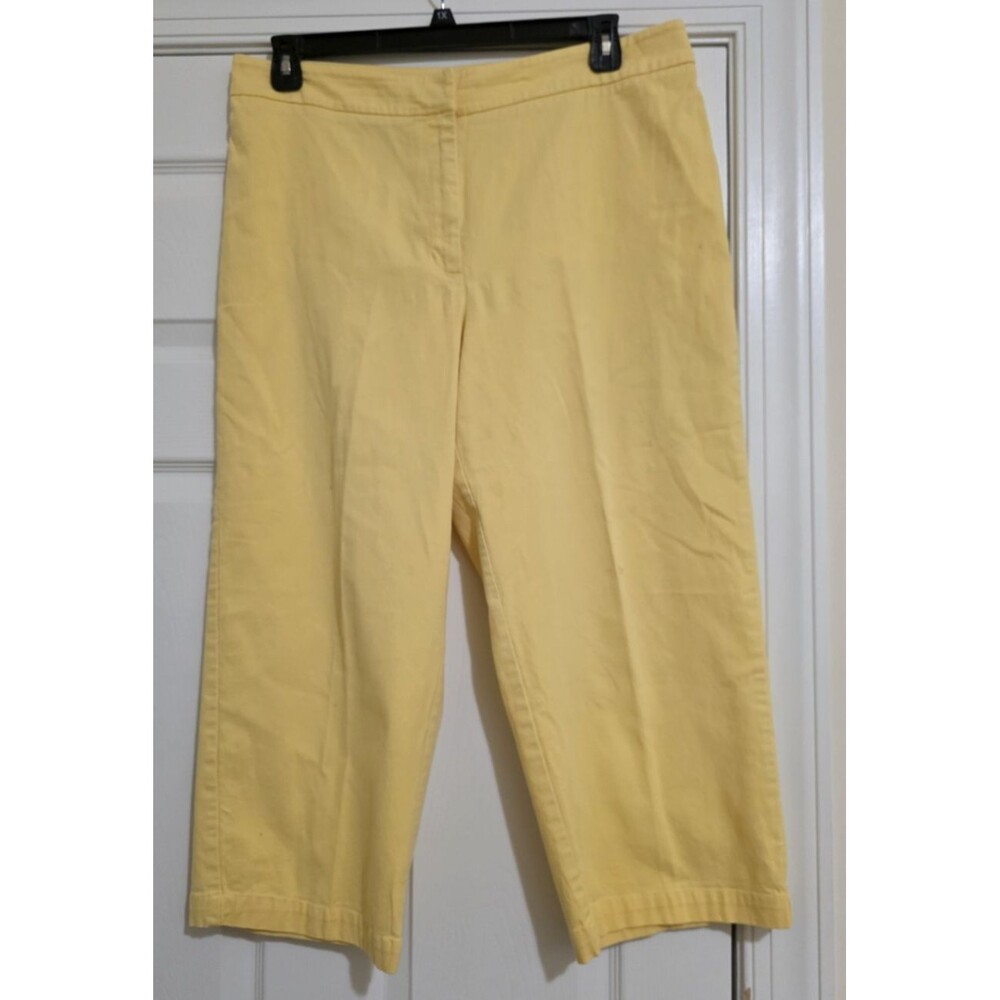 Chico's Women's Capri Sz 2.5 Yellow Jeans Pants Zipper Stretch Back Pockets